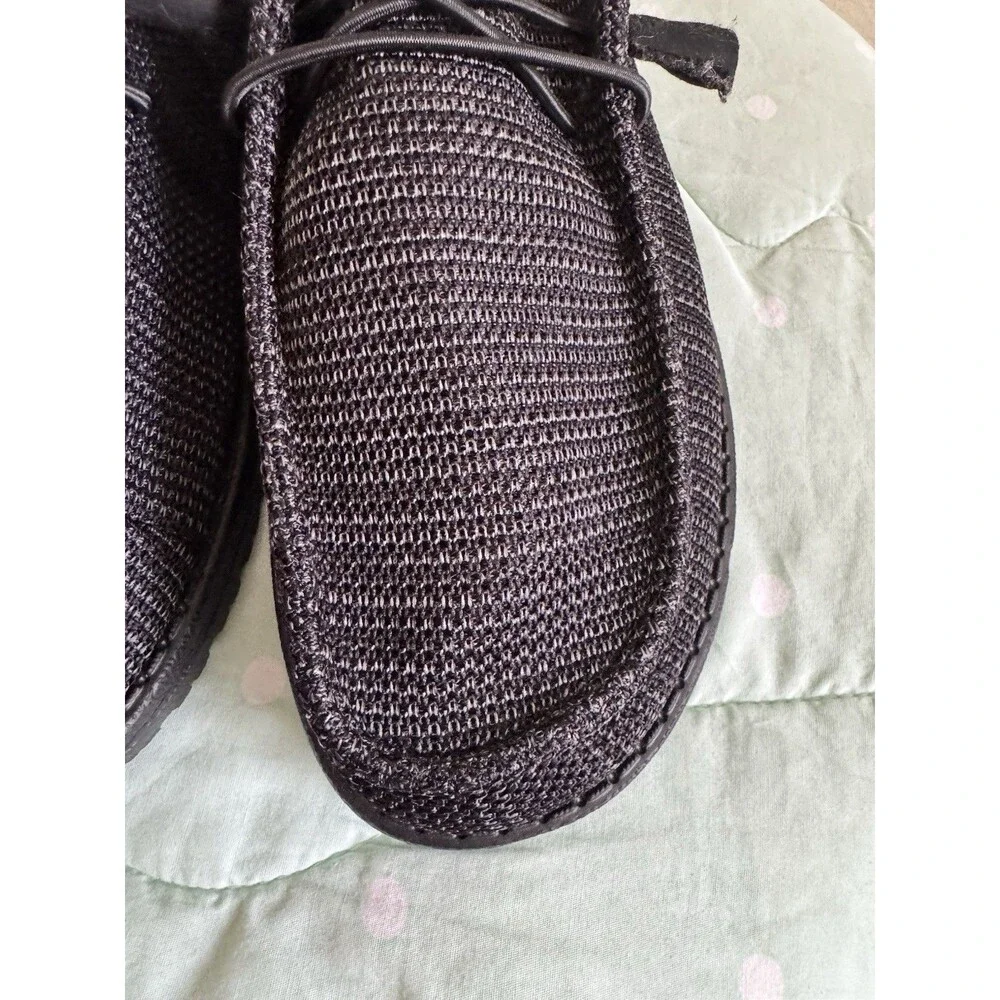 HEYDUDE Wally Stretch Sox Wide Black Knit Loafers Mens US 8EE